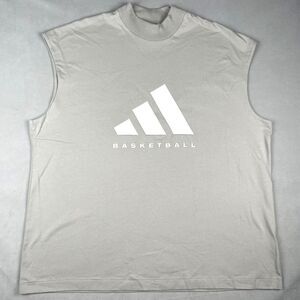 Adidas Basketball Sleeveless T Shirt Men M Metallic Gray Athletic Cutoff Top New